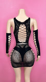“Mariposa” black lace poster girl set with gloves