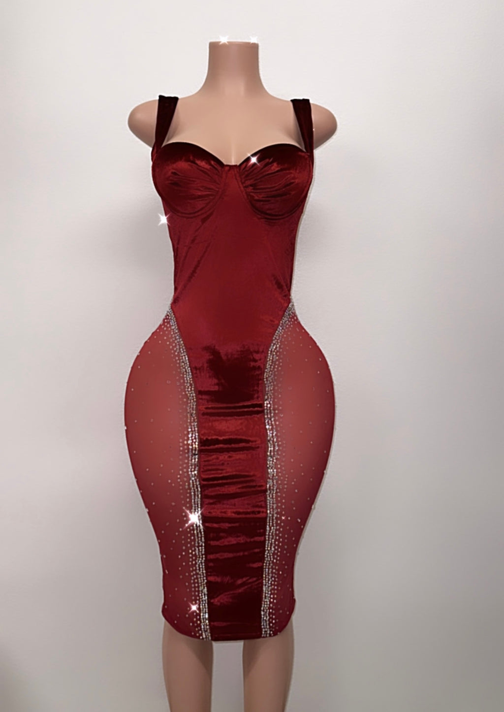 Velour burgundy bling dress