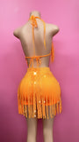 Orange bling fringe set