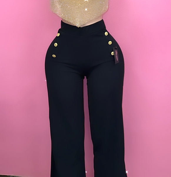 Classy black pant with gold buttons