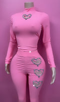 Pink bling cutout hearts set