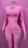 Pink bling cutout hearts set