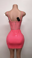 Neon Pink super bling corset style dress