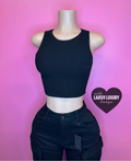 Black ribbed cropped muscle tank