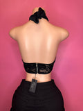 “Ambition” black lace corset cross halter top