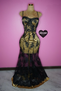 Black and gold lace floral pattern dress