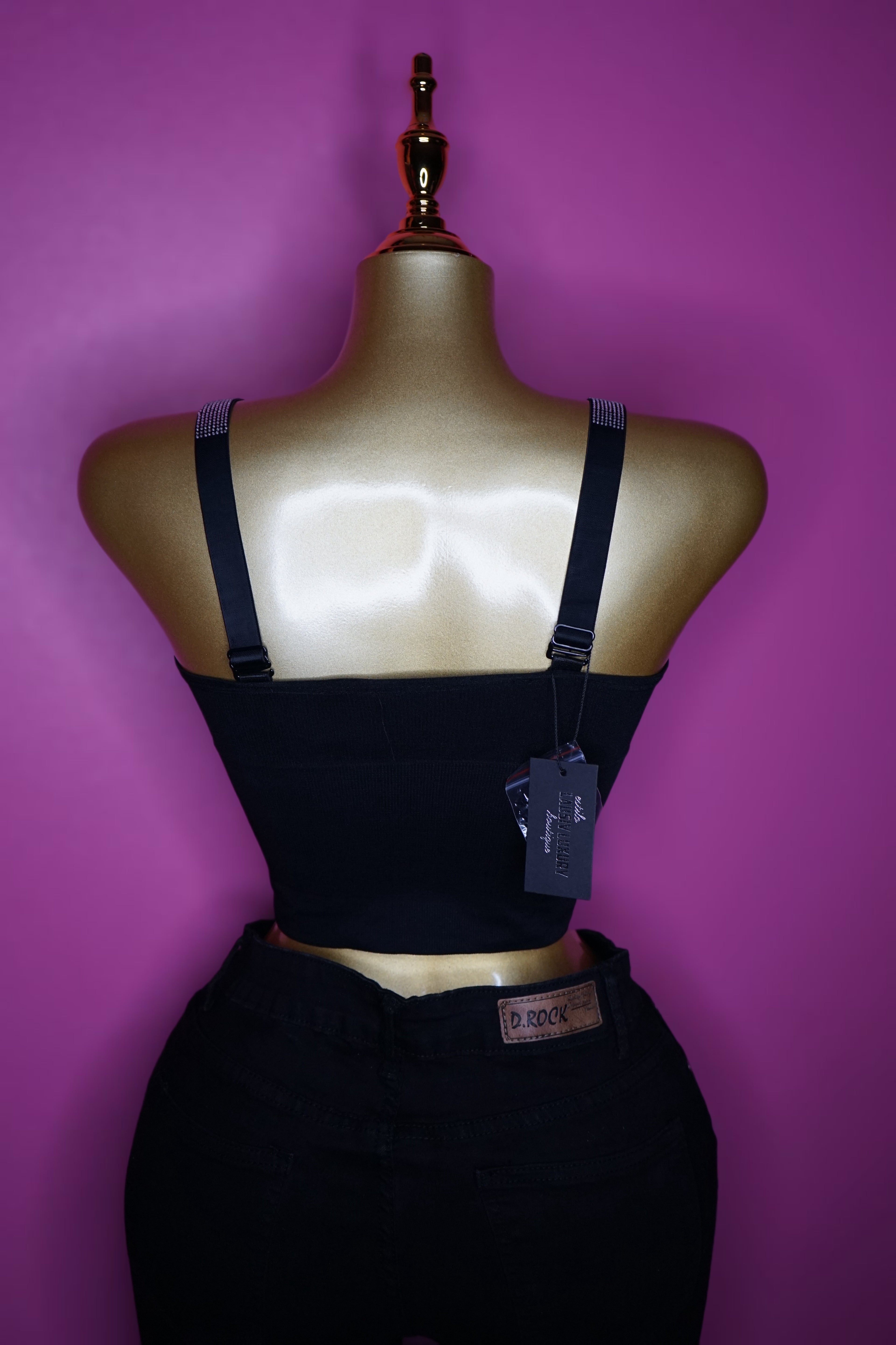 Black croptop with bling straps