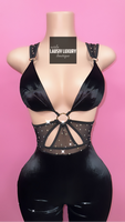 Outta this world 🪐 black velour bling jumpsuit