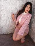 “Old money” Pink elegant tweed set with gold buttons🎀