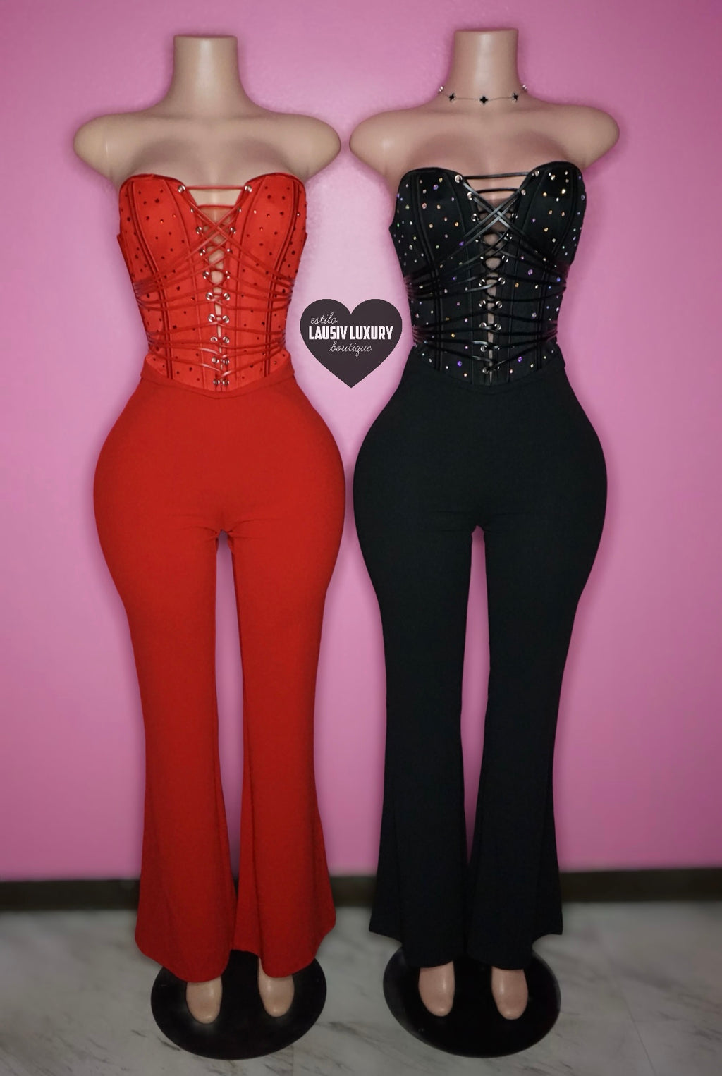 “Baddie Fina” corset style bling jumpsuit 1 piece