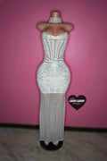 “Icy baddie” white corset style bling dress