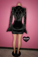 “La patrona” black dangling bling longsleeve dress