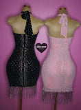 “Joseline” bling fringe halter top dress with ring