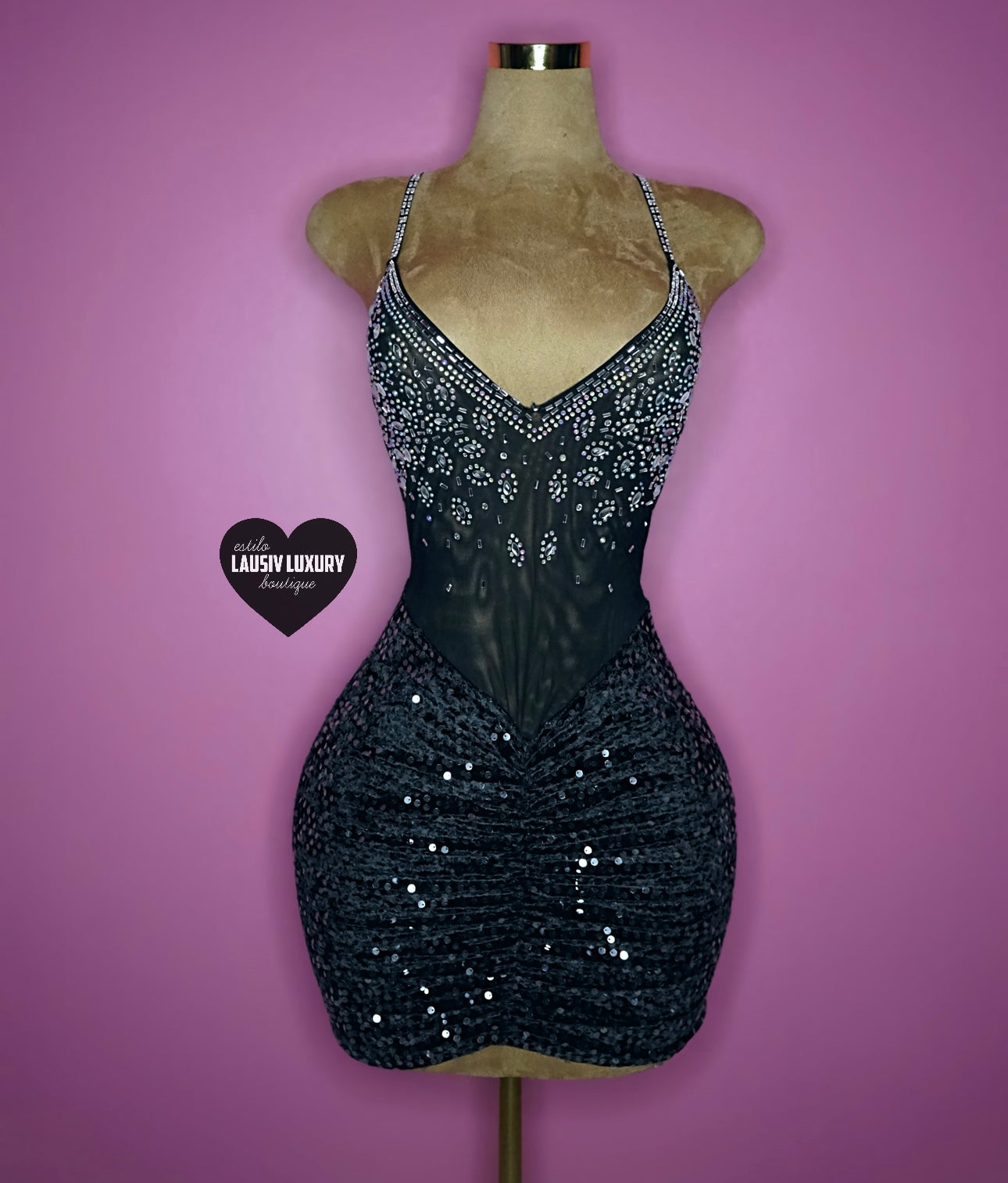Black bling embezzled & sequin dress