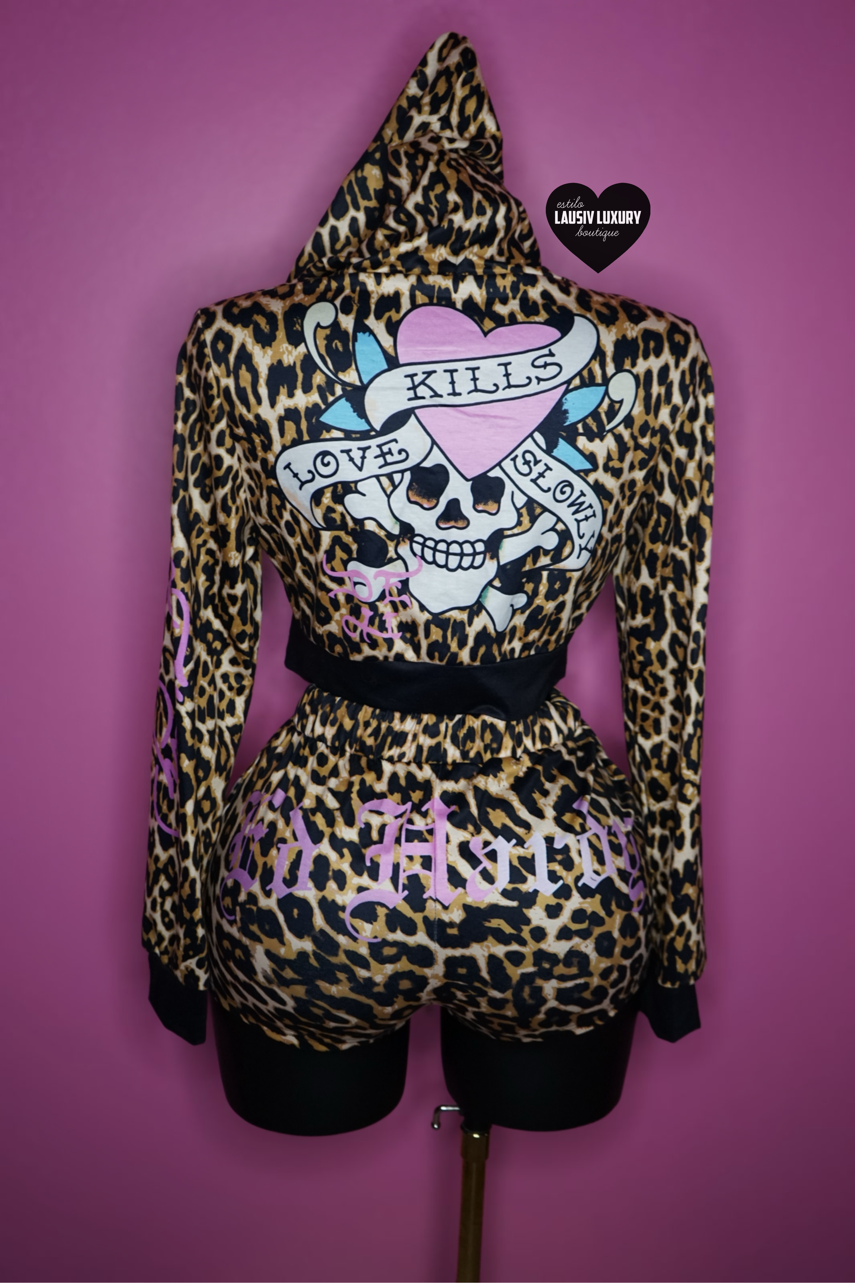 EH leopard 🐆 short + zip up hoodie set