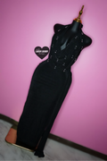 Long black halter top dress with jumbo 3D teardrop gems 💎💧