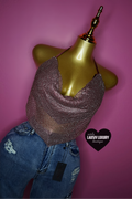 Burgundy bling rhinestone halter top