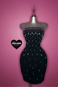 Strapless Black dress with silver gem embellishments.