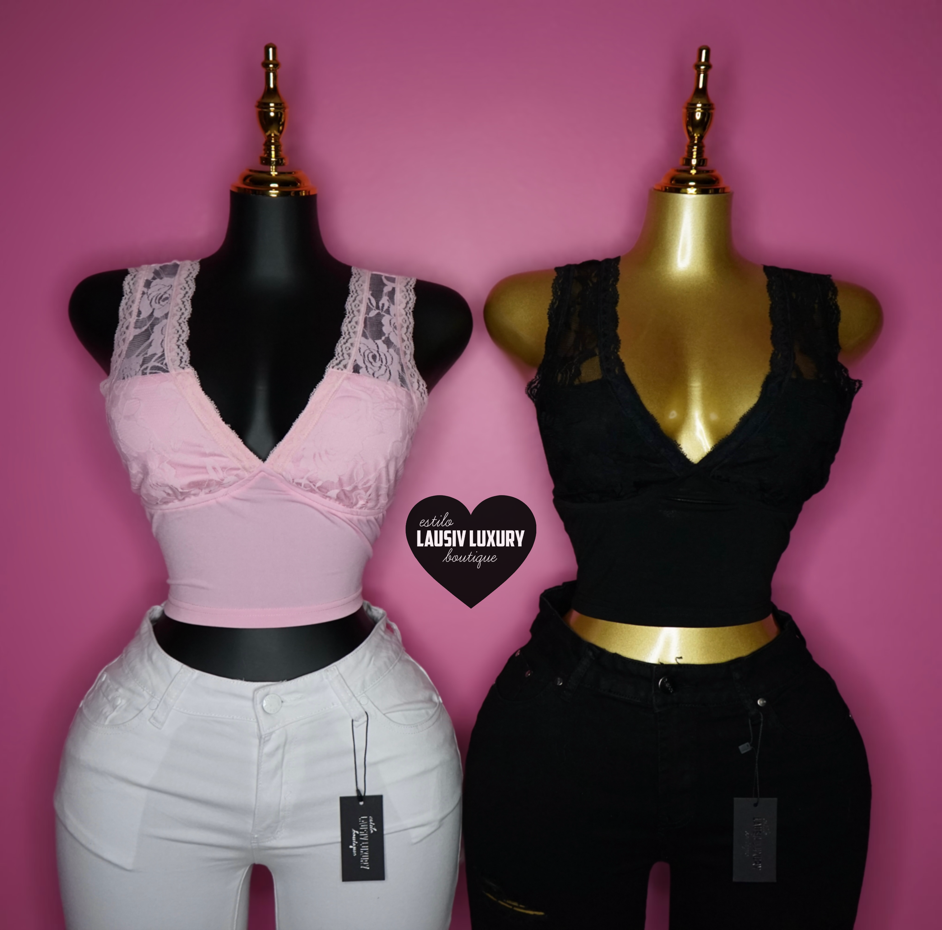 V-neck lace crop top