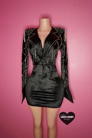 “La patrona” black dangling bling longsleeve dress
