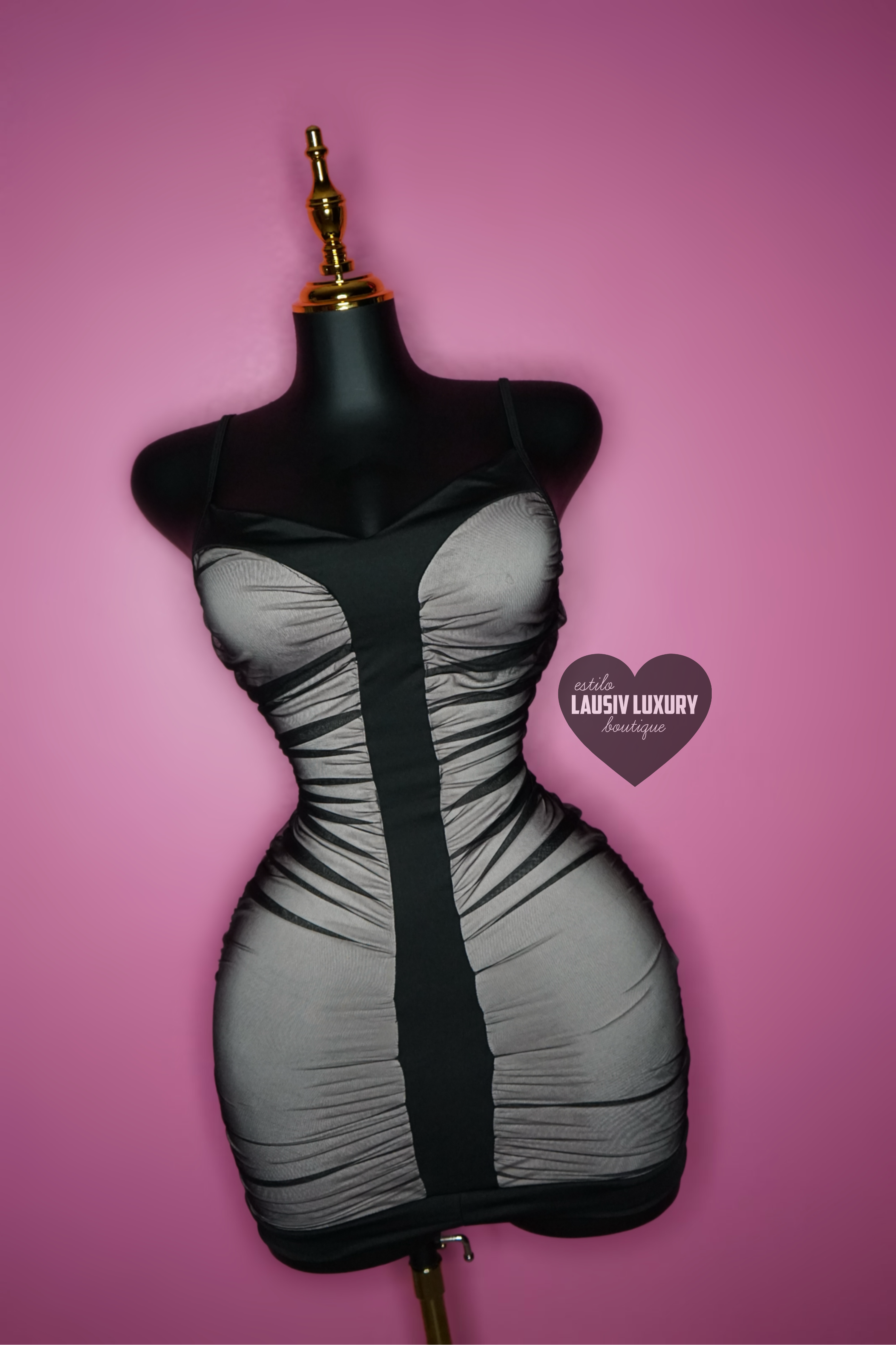 Black/nude scrunch dress