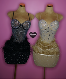 “Única” deluxe bling, mirror, & fur dress