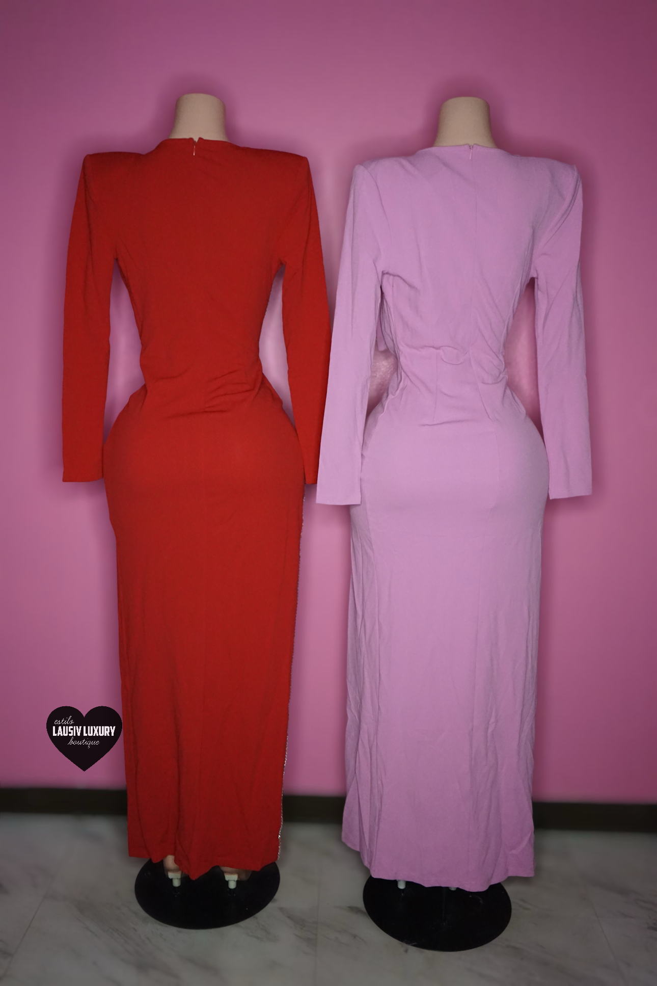 “Formal Elegance” semi lace long sleeve dress/set with thigh slit
