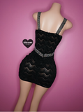 “Corazon” corset lace bling black mini dress