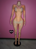 “Exotic Body” orange cream bling jumpsuit