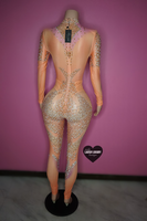 “Exotic Body” orange cream bling jumpsuit