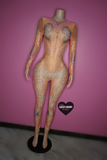 “Exotic Body” orange cream bling jumpsuit