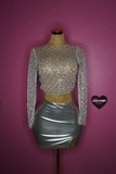 “La cherry” Silver embezzled bead & sequin longsleeve top