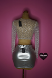 “La cherry” Silver embezzled bead & sequin longsleeve top