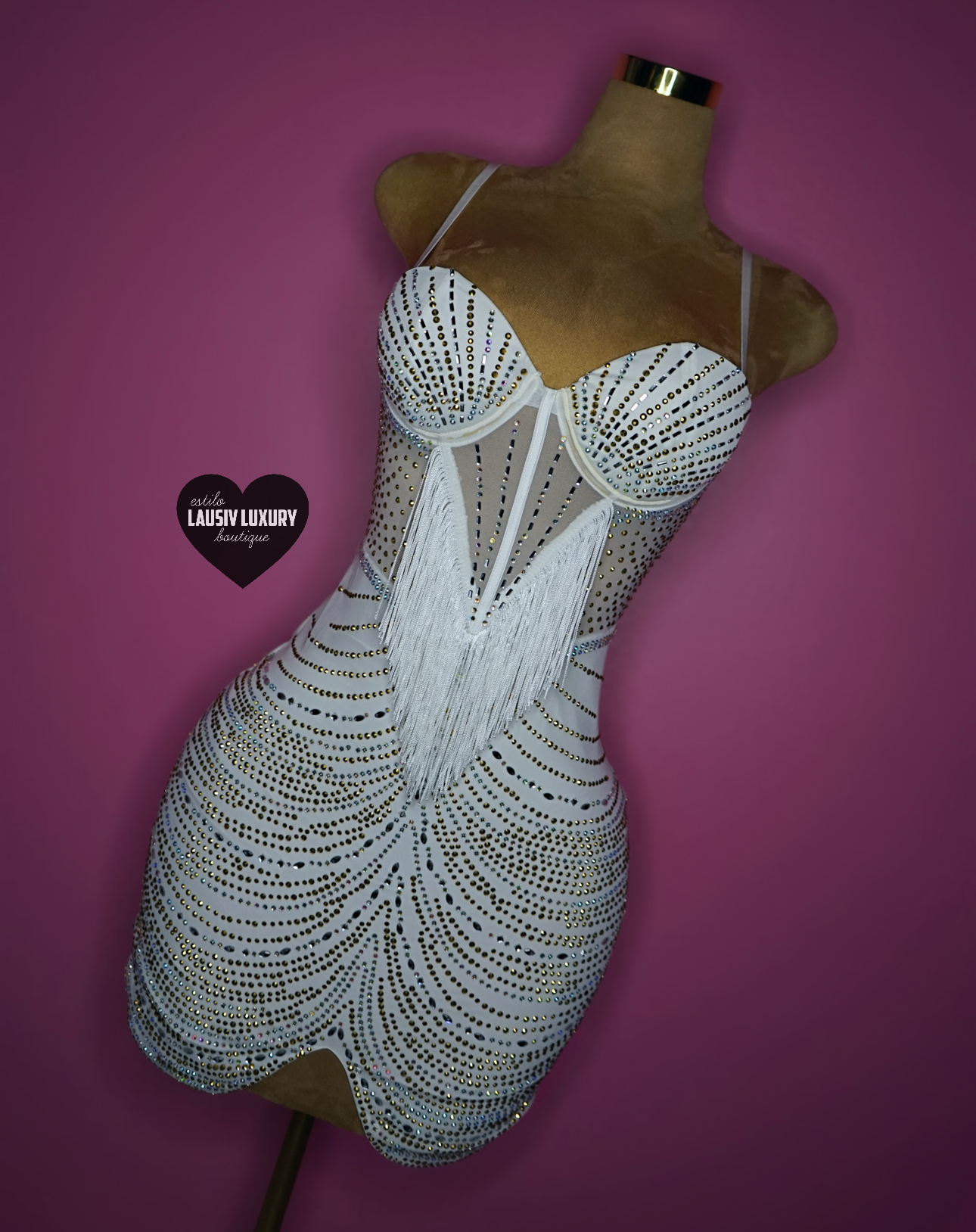 Gold, white, & silver tassel dress