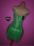 “Green bday bling” corset style dress with bling fringes