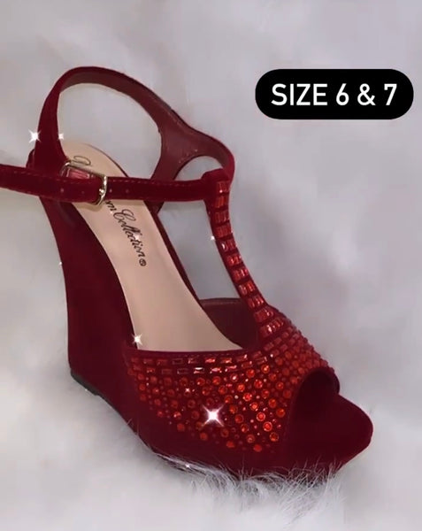 Red bling wedges
