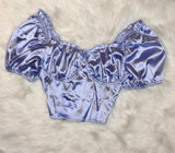 Baby blue satin shirt