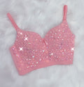 Pink blinged out gem corset style top