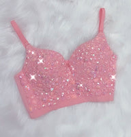 Pink blinged out gem corset style top
