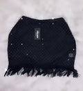Black see through skirt with silver glitter and fringe