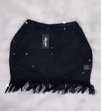 Black see through skirt with silver glitter and fringe