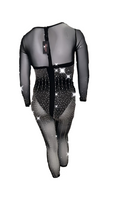 Black bling transparent pant romper/jumpsuit plus size