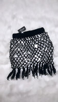 Knit fishnet style cutout cover up skirt