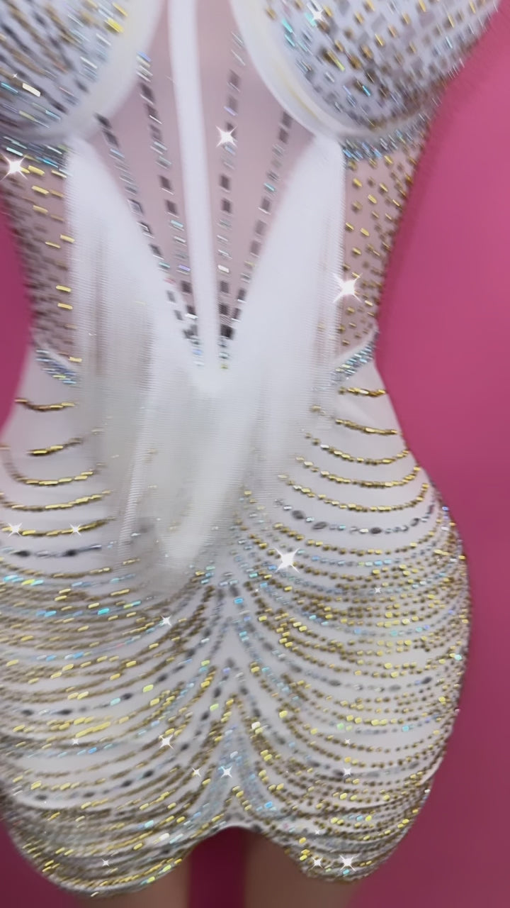 Gold, white, & silver tassel dress