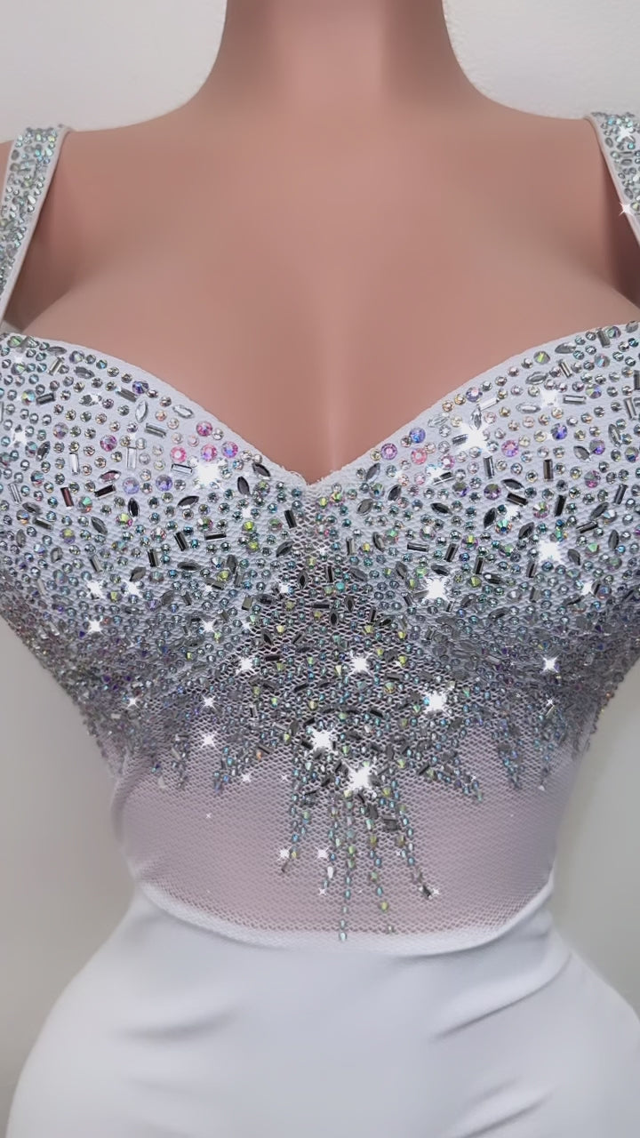 White bling top dress