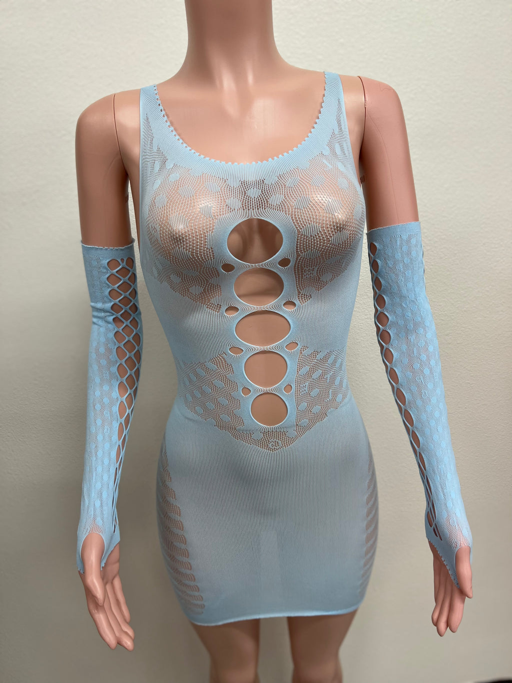 Poster girl cutout dress and gloves set