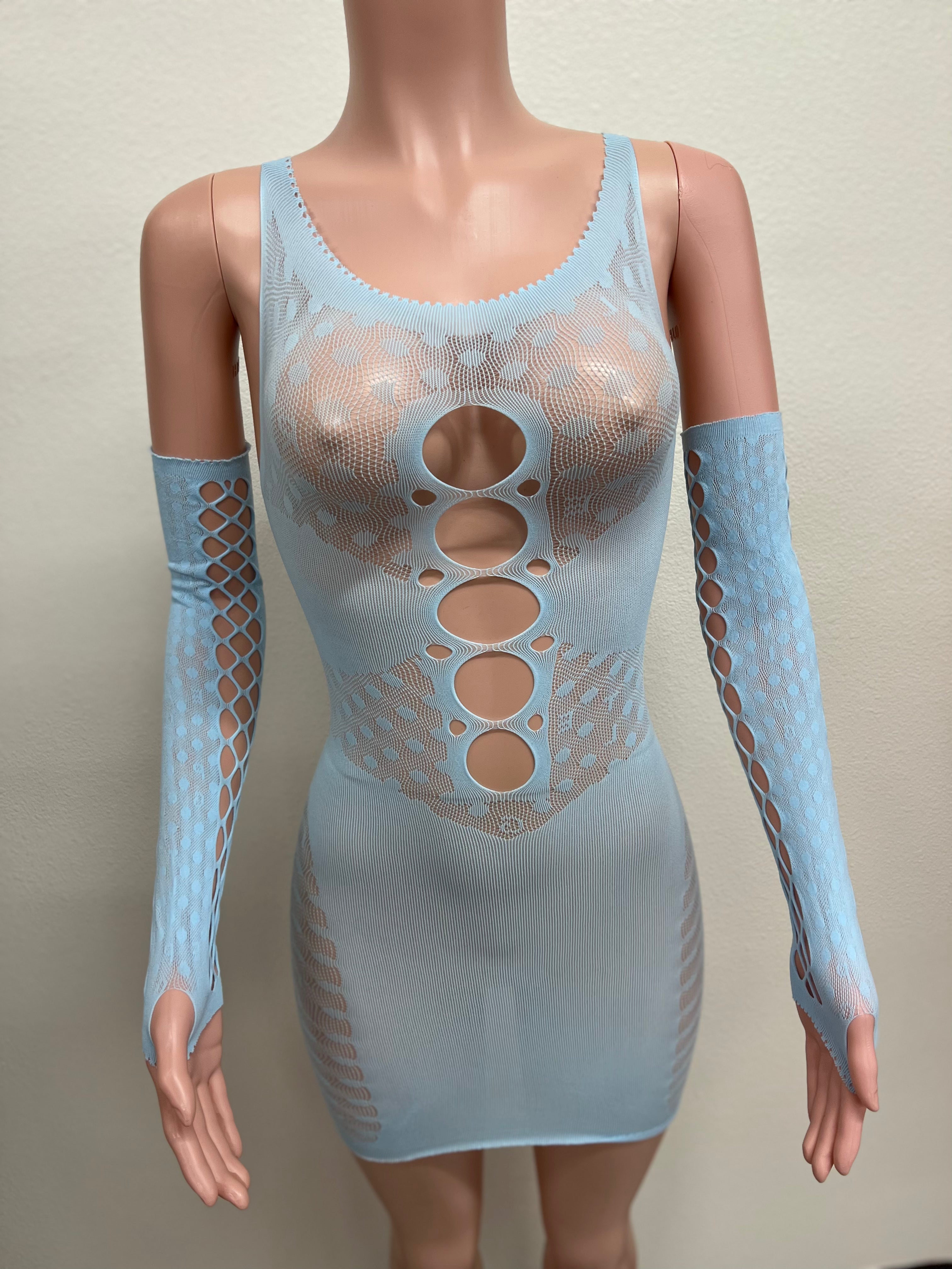 Poster girl cutout dress and gloves set