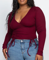 Plus size maroon scrunch top