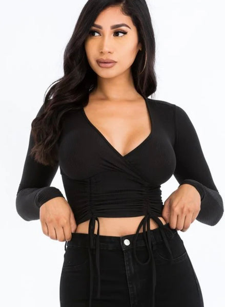 Black longsleeve with scrunched bottom