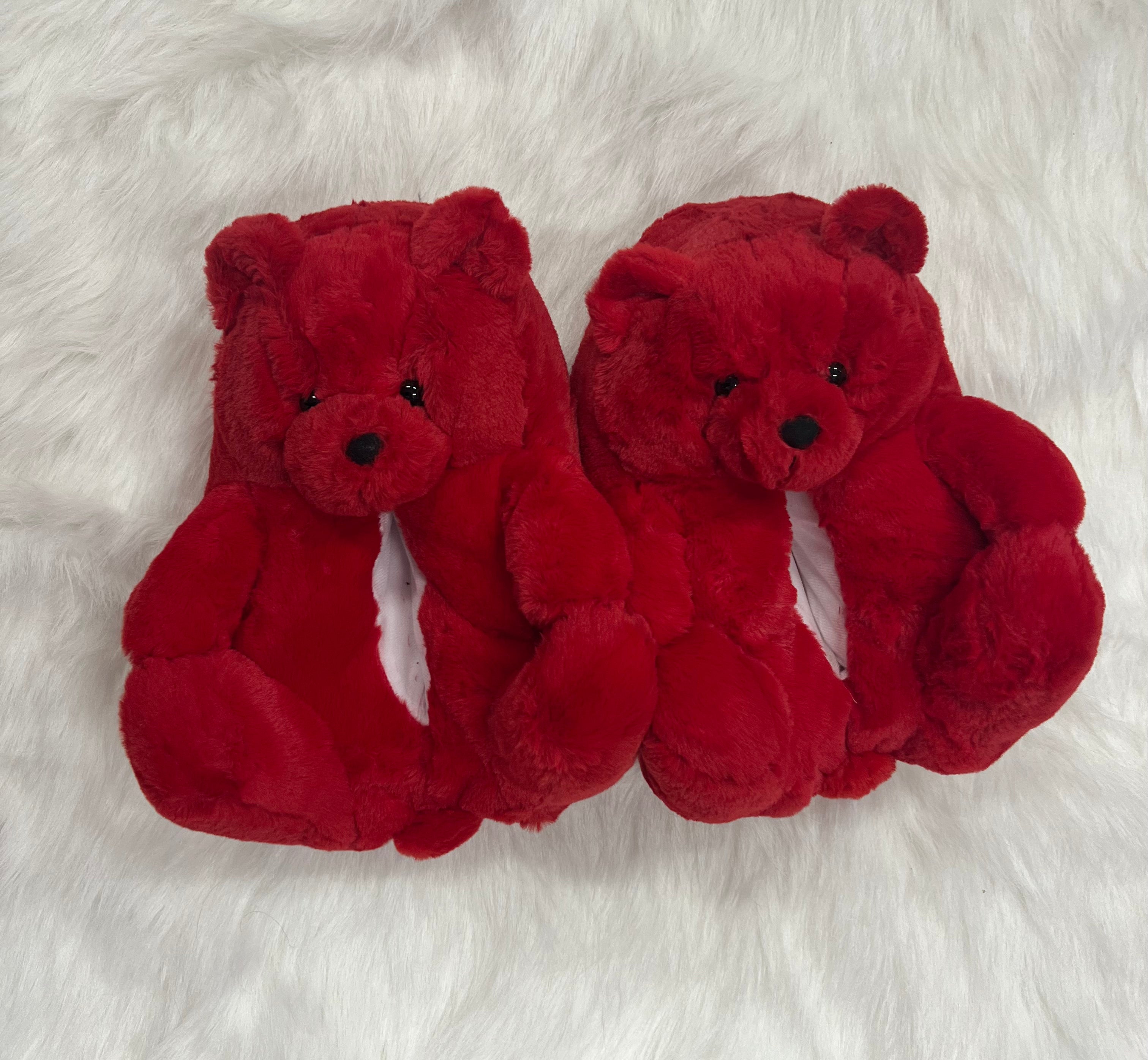 Red teddy bear slippers 🧸